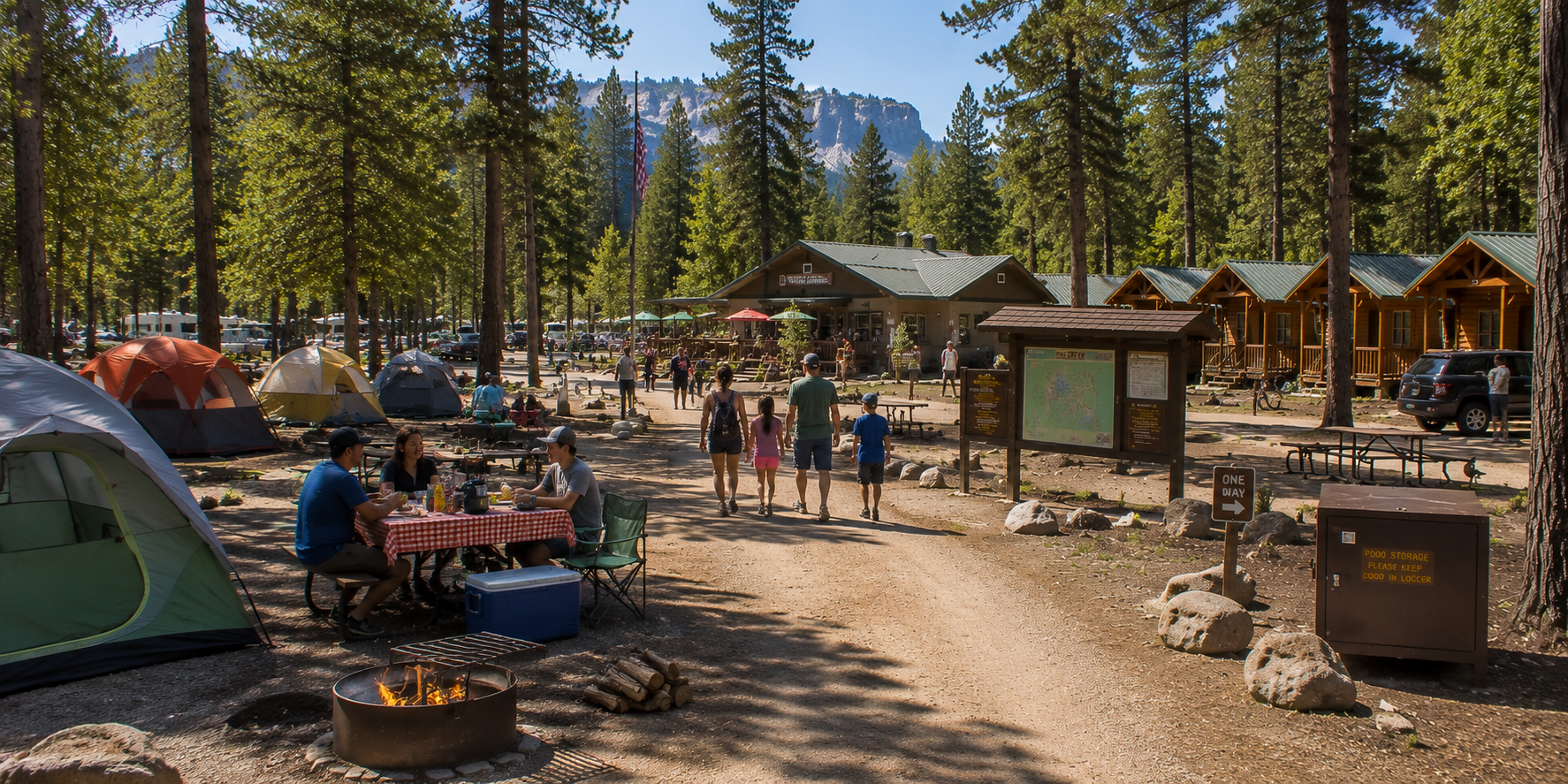 Cabins and campsites